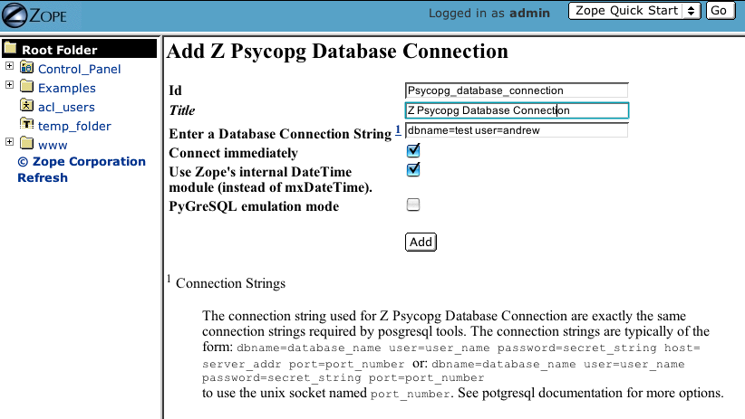PostgreSQL Database Connection