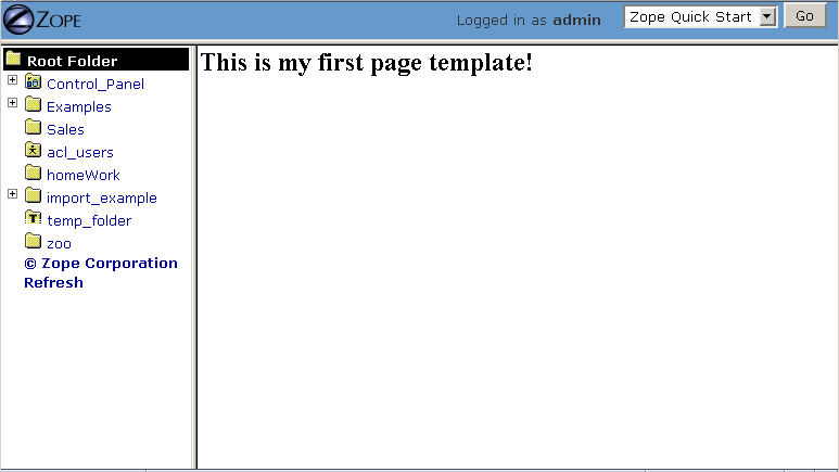 Viewing a Page Template